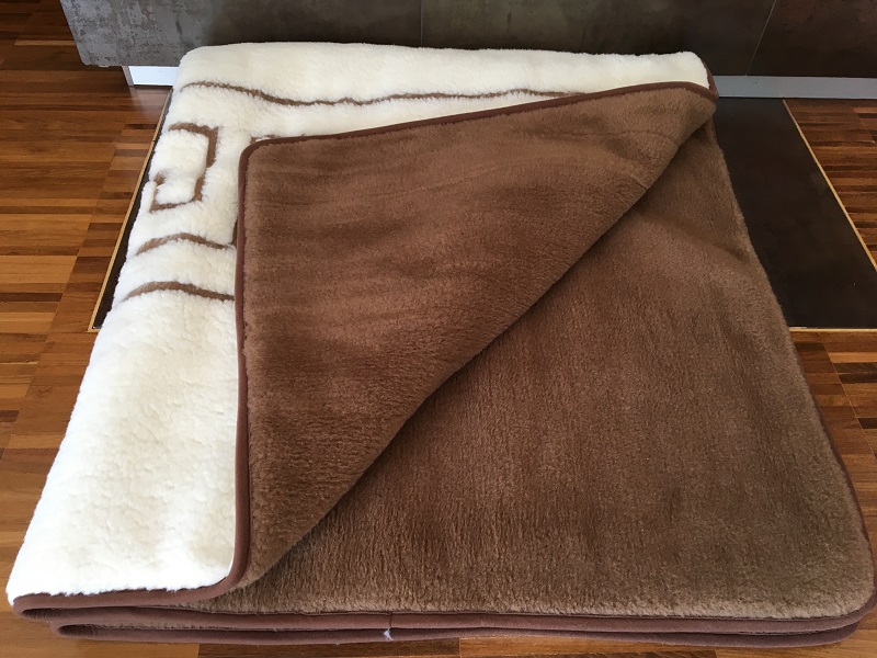 KOŁDRA Z WEŁNY CAMEL CIEMNY + MERYNOS TUMBLER GREKA 160x200