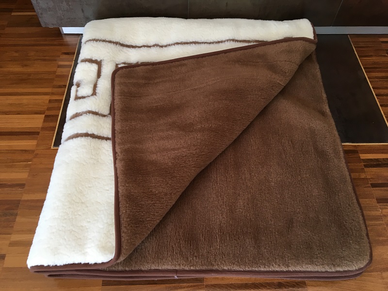 KOŁDRA Z WEŁNY CAMEL CIEMNY + MERYNOS TUMBLER GREKA 160x200