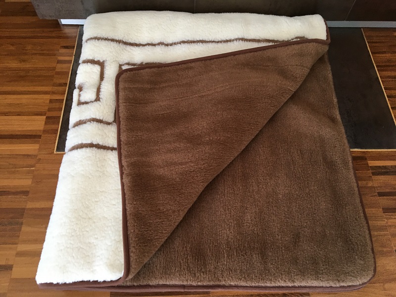 KOŁDRA Z WEŁNY CAMEL CIEMNY + MERYNOS TUMBLER GREKA 160x200