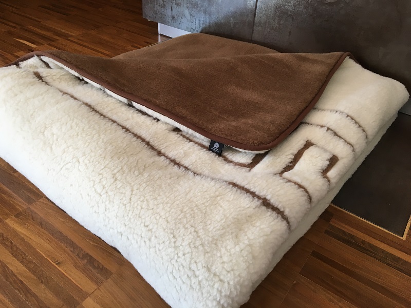 KOŁDRA Z WEŁNY CAMEL CIEMNY + MERYNOS TUMBLER GREKA 160x200