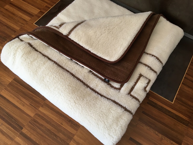 KOŁDRA Z WEŁNY CAMEL CIEMNY + MERYNOS TUMBLER GREKA 160x200