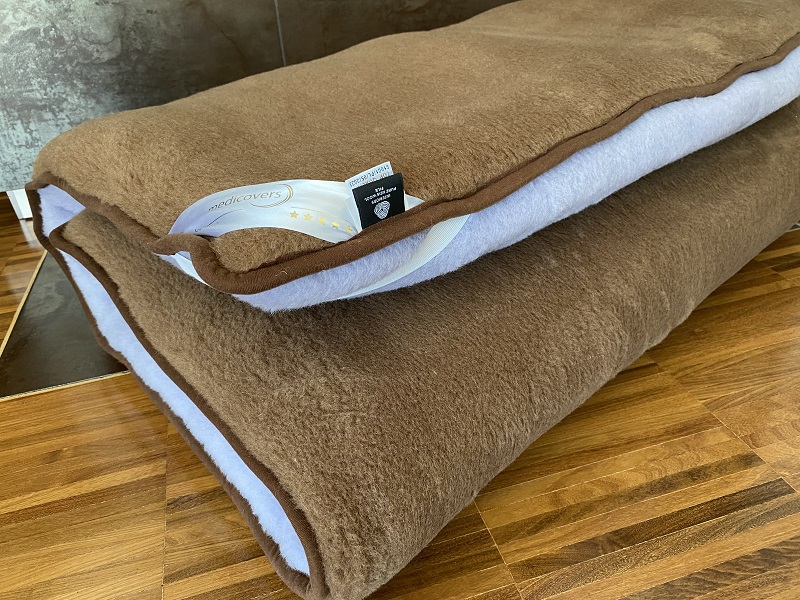 MATERAC Z WEŁNY ALPAKA ALPINA + CAMEL CIEMNY 100x200