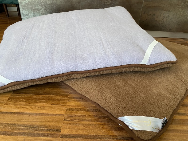 MATERAC Z WEŁNY ALPAKA ALPINA + CAMEL CIEMNY 100x200