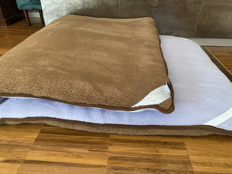 MATERAC Z WEŁNY ALPAKA ALPINA + CAMEL CIEMNY 100x200