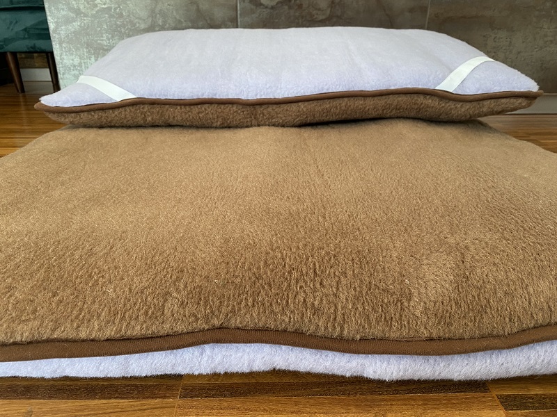 MATERAC Z WEŁNY ALPAKA ALPINA + CAMEL CIEMNY 100x200