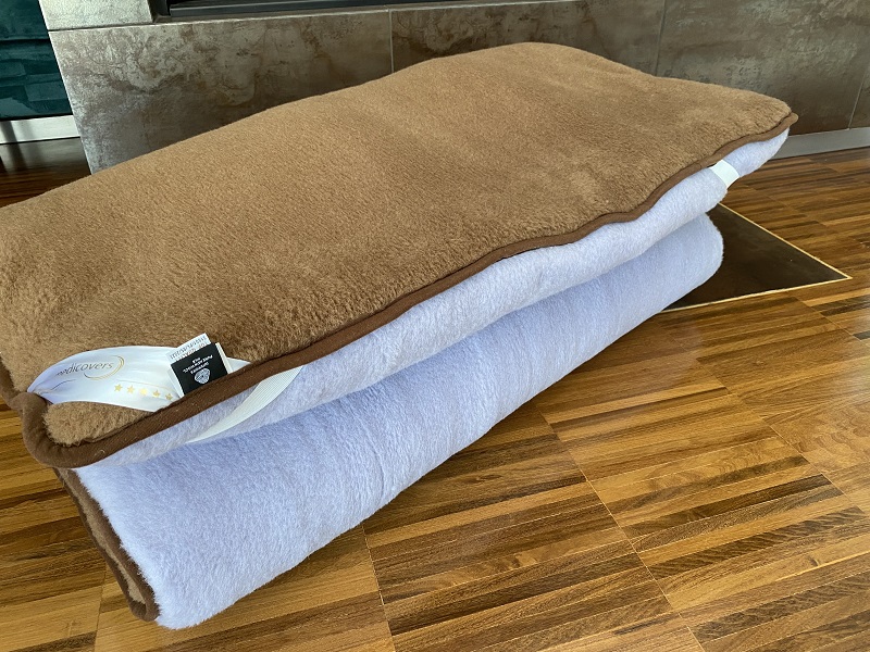 MATERAC Z WEŁNY ALPAKA ALPINA + CAMEL CIEMNY 100x200