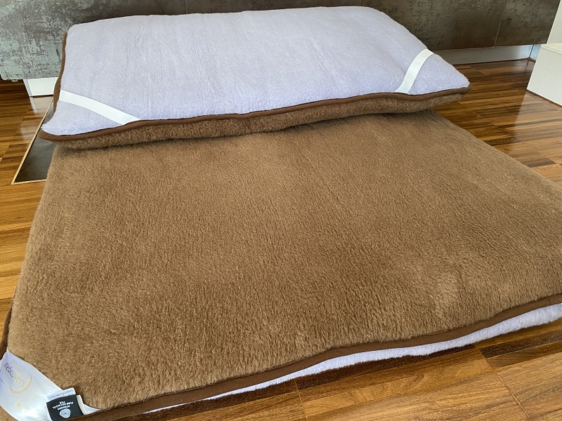 MATERAC Z WEŁNY ALPAKA ALPINA + CAMEL CIEMNY 100x200
