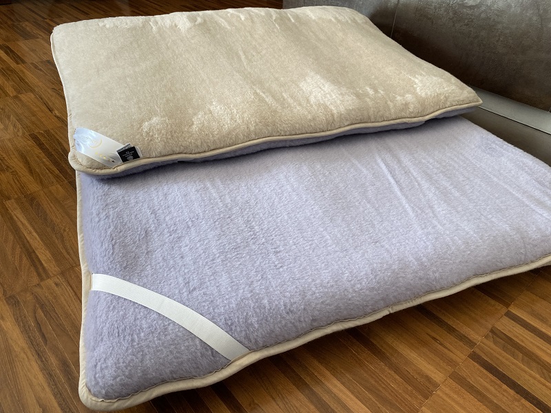 MATERAC Z WEŁNY ALPAKA ALPINA + CAMEL JASNY 100x200