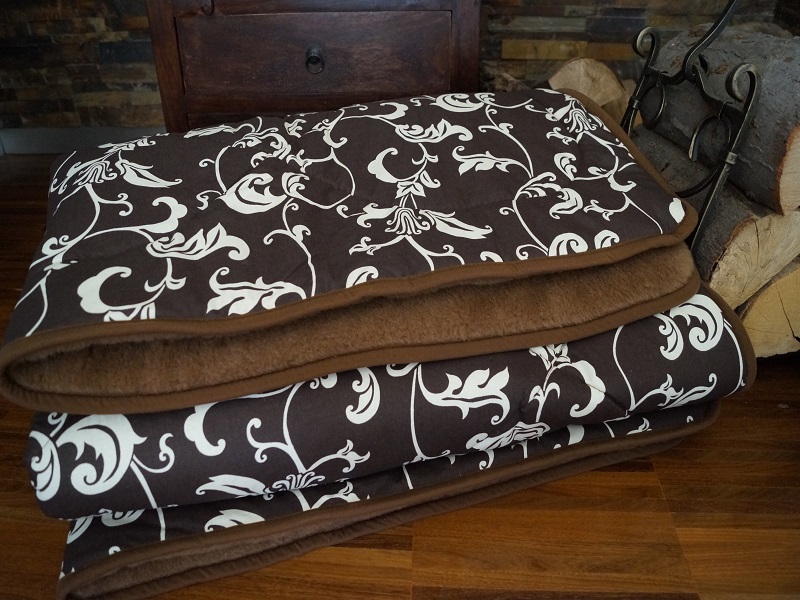 KOŁDRA Z WEŁNY CAMEL CIEMNY BROWN 200x200