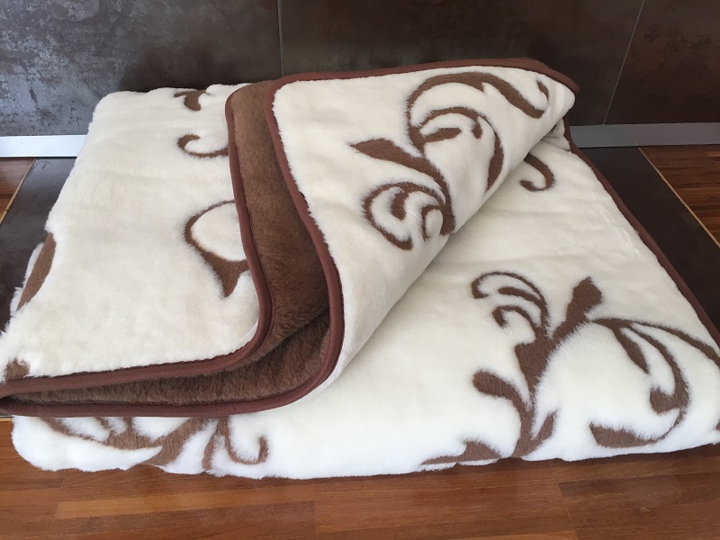KOŁDRA Z WEŁNY CAMEL CIEMNY + KASZMIR SZLACHECKI 140x200