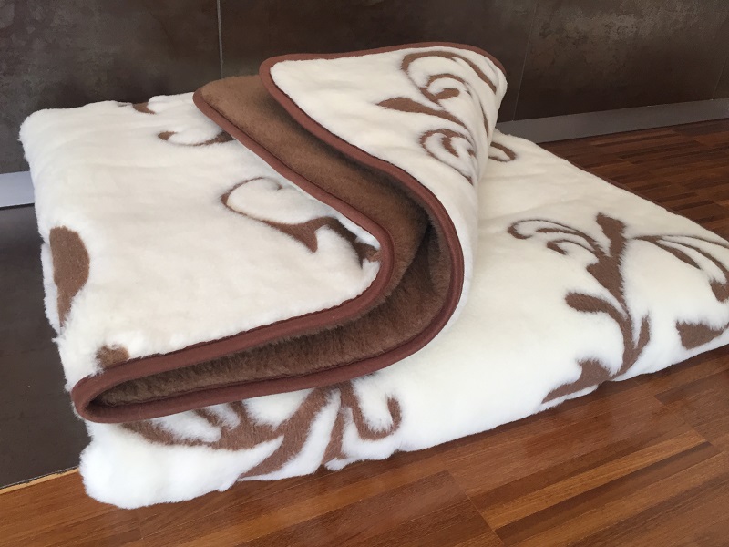 KOŁDRA Z WEŁNY CAMEL CIEMNY + KASZMIR SZLACHECKI 140x200