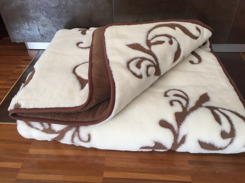 KOŁDRA Z WEŁNY CAMEL CIEMNY + KASZMIR SZLACHECKI 140x200