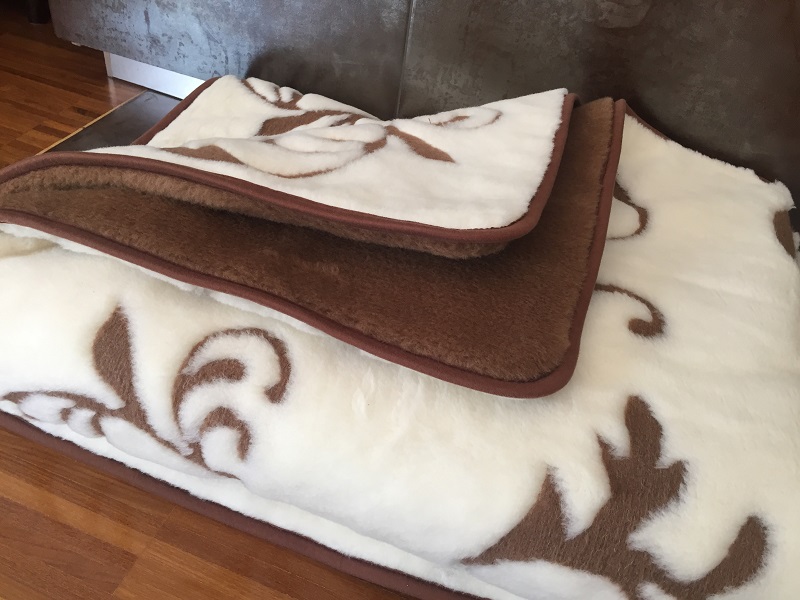 KOŁDRA Z WEŁNY CAMEL CIEMNY + KASZMIR SZLACHECKI 140x200