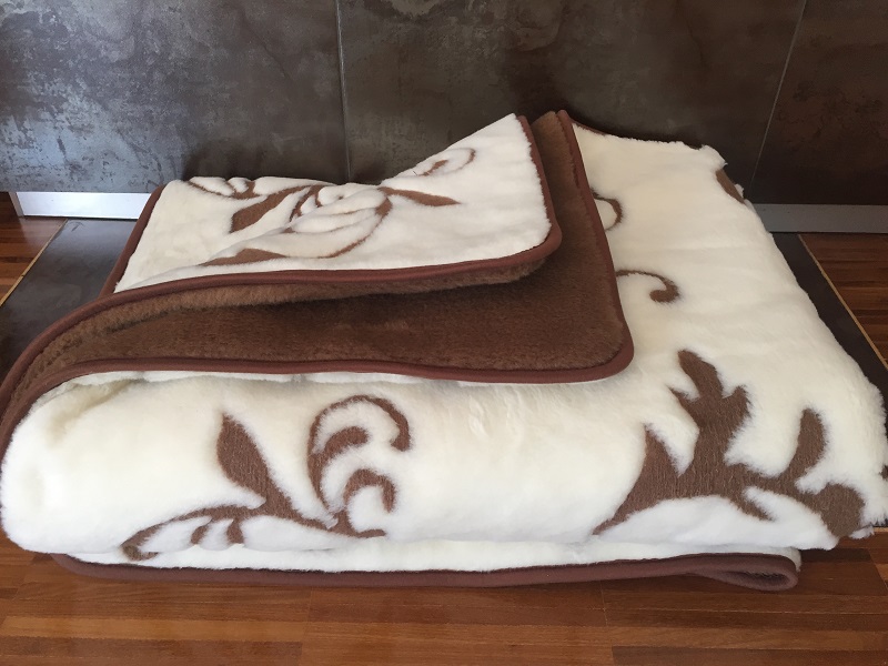 KOŁDRA Z WEŁNY CAMEL CIEMNY + KASZMIR SZLACHECKI 140x200