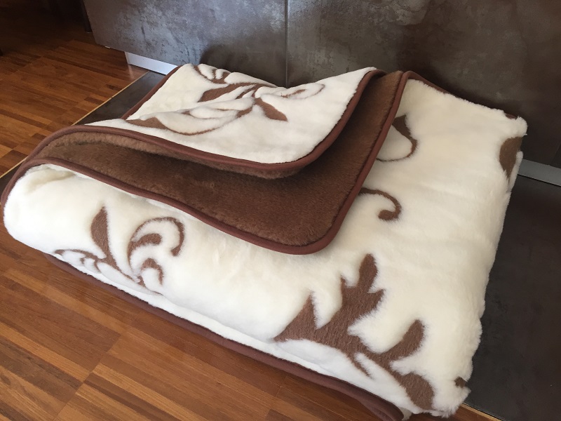 KOŁDRA Z WEŁNY CAMEL CIEMNY + KASZMIR SZLACHECKI 140x200