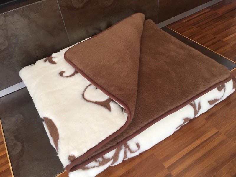 KOŁDRA Z WEŁNY CAMEL CIEMNY + KASZMIR SZLACHECKI 140x200