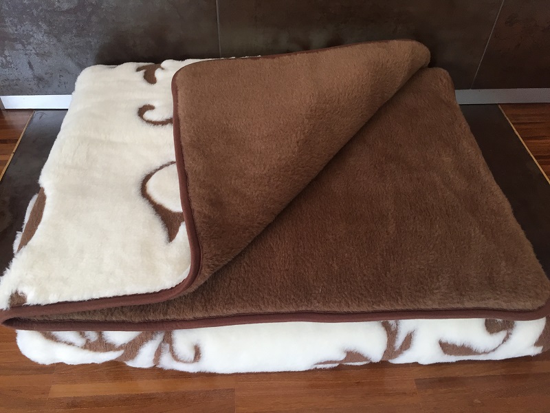 KOŁDRA Z WEŁNY CAMEL CIEMNY + KASZMIR SZLACHECKI 140x200