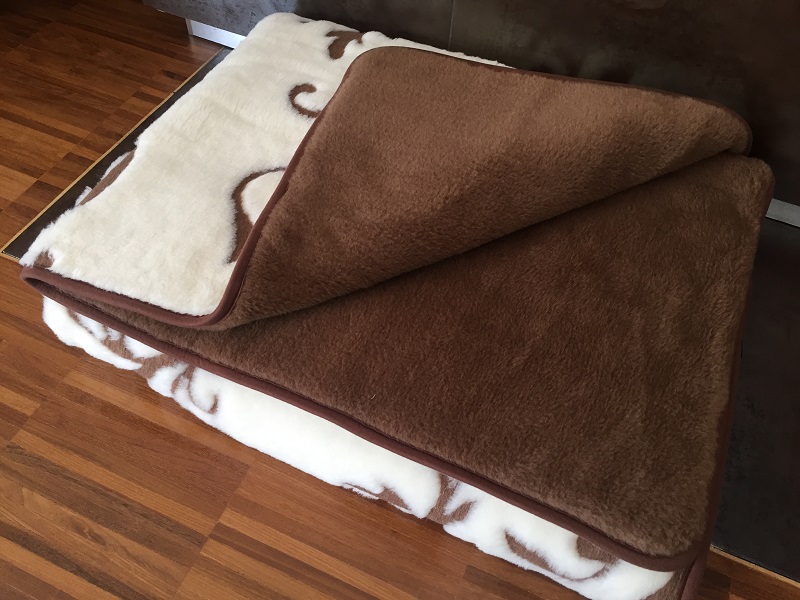KOŁDRA Z WEŁNY CAMEL CIEMNY + KASZMIR SZLACHECKI 140x200