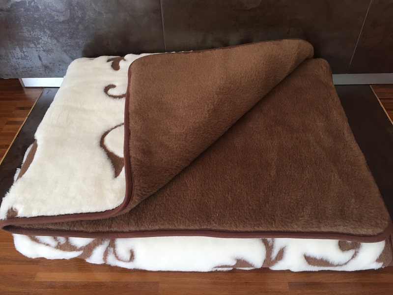 KOŁDRA Z WEŁNY CAMEL CIEMNY + KASZMIR SZLACHECKI 140x200