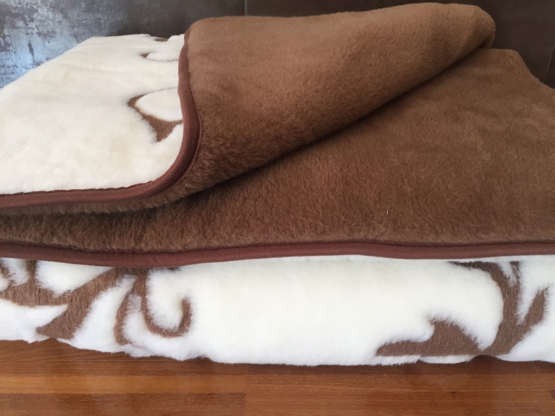 KOŁDRA Z WEŁNY CAMEL CIEMNY + KASZMIR SZLACHECKI 140x200