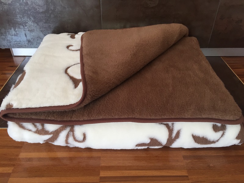 KOŁDRA Z WEŁNY CAMEL CIEMNY + KASZMIR SZLACHECKI 140x200