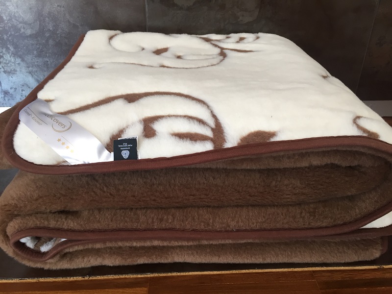 KOŁDRA Z WEŁNY CAMEL CIEMNY + KASZMIR SZLACHECKI 140x200