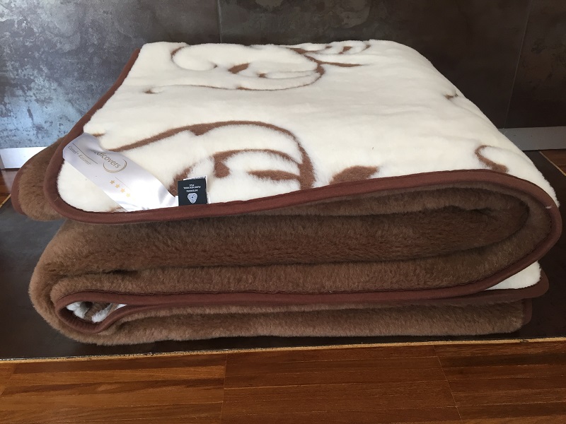 KOŁDRA Z WEŁNY CAMEL CIEMNY + KASZMIR SZLACHECKI 140x200