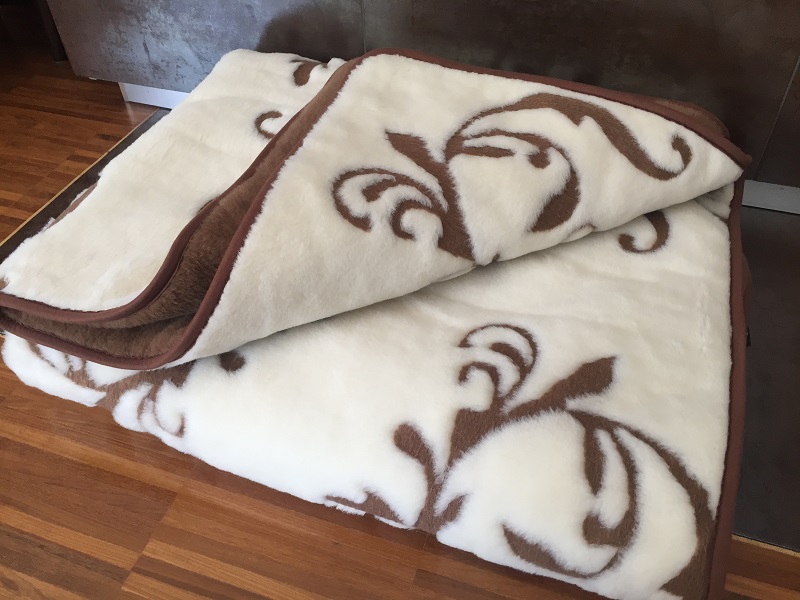 KOŁDRA Z WEŁNY CAMEL CIEMNY + KASZMIR SZLACHECKI 140x200