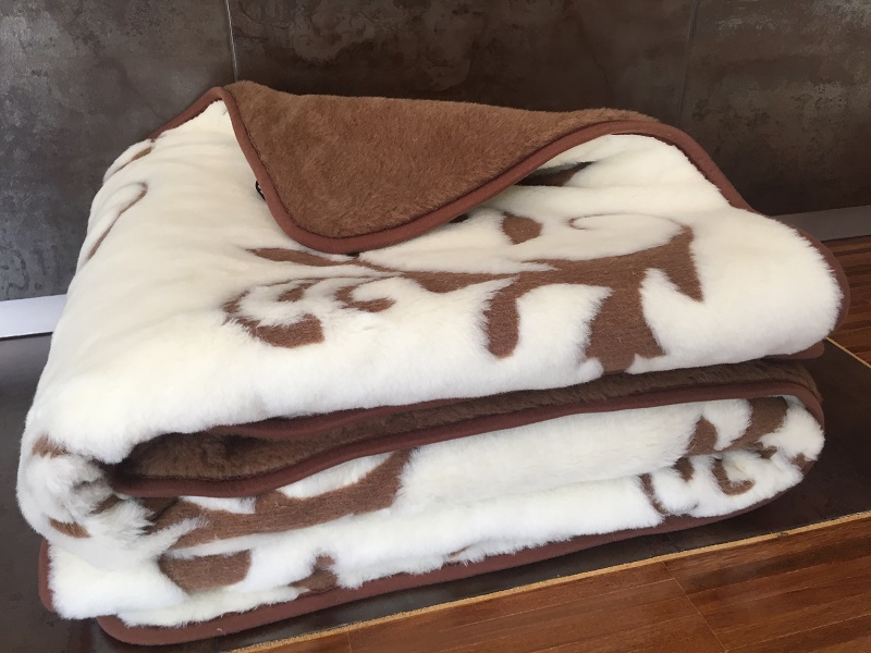 KOŁDRA Z WEŁNY CAMEL CIEMNY + KASZMIR SZLACHECKI 140x200