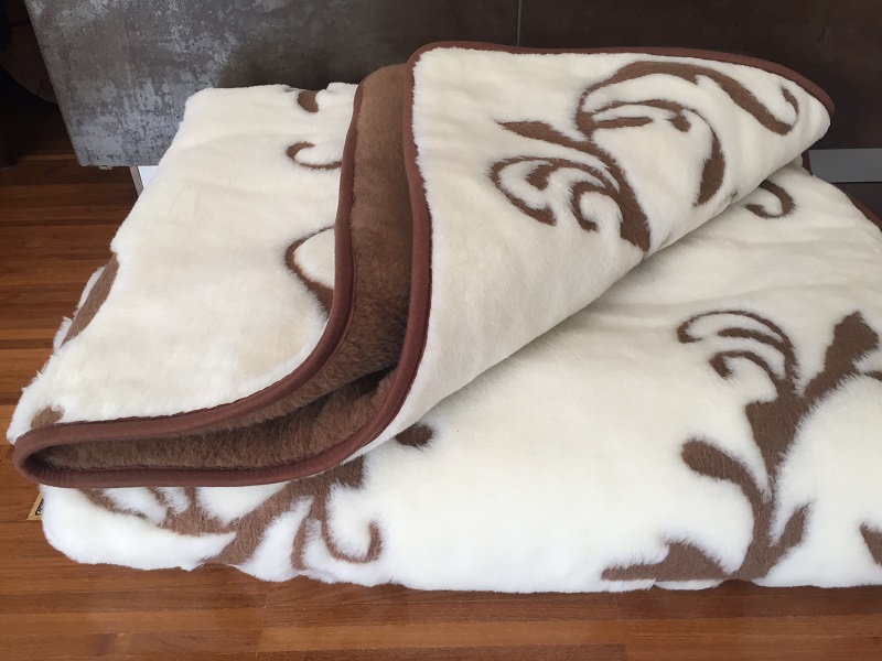 KOŁDRA Z WEŁNY CAMEL CIEMNY + KASZMIR SZLACHECKI 140x200