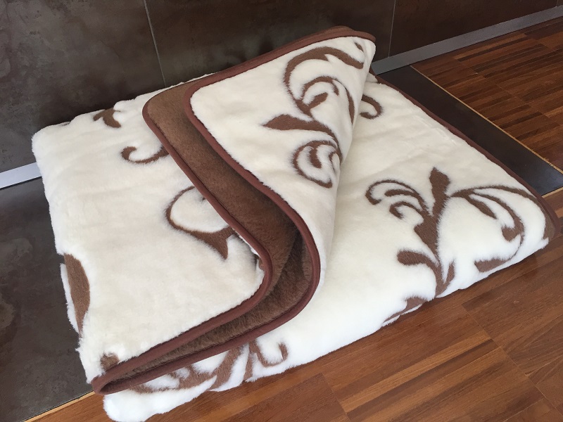 KOŁDRA Z WEŁNY CAMEL CIEMNY + KASZMIR SZLACHECKI 140x200