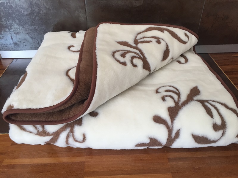 KOŁDRA Z WEŁNY CAMEL CIEMNY + KASZMIR SZLACHECKI 140x200