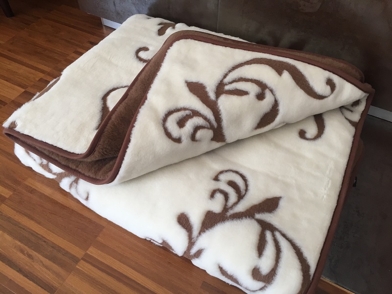 KOŁDRA Z WEŁNY CAMEL CIEMNY + KASZMIR SZLACHECKI 140x200