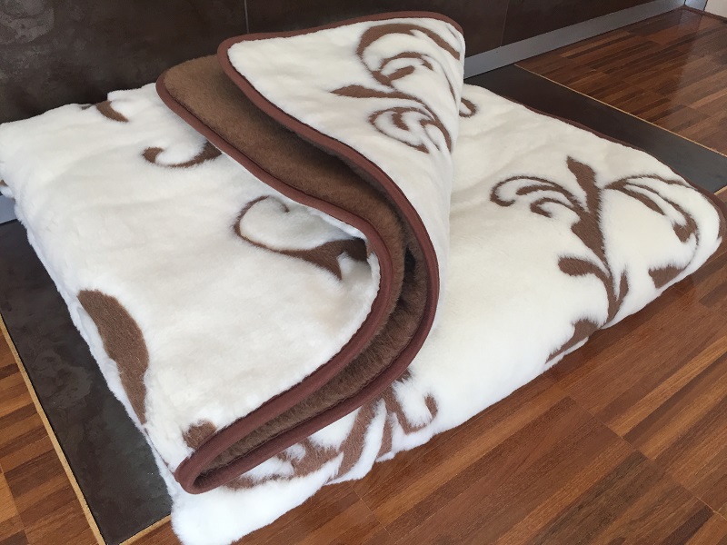 KOŁDRA Z WEŁNY CAMEL CIEMNY + KASZMIR SZLACHECKI 140x200