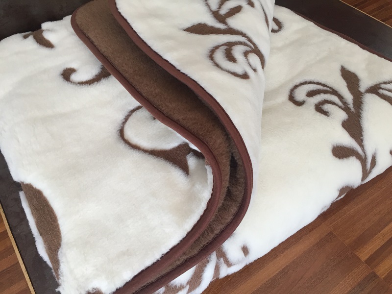 KOŁDRA Z WEŁNY CAMEL CIEMNY + KASZMIR SZLACHECKI 140x200