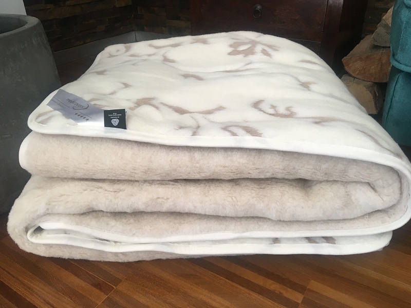 KOŁDRA Z WEŁNY CAMEL JASNY + KASZMIR SZLACHECKI 220x200