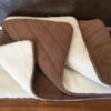 KOŁDRA Z WEŁNY CAMEL CIEMNY PASY + MERYNOS TUMBLER 160x200