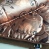 KOŁDRA Z WEŁNY WIELBŁĄDZIEJ CAMEL CIEMNY KWIAT LOTOSU 180x200